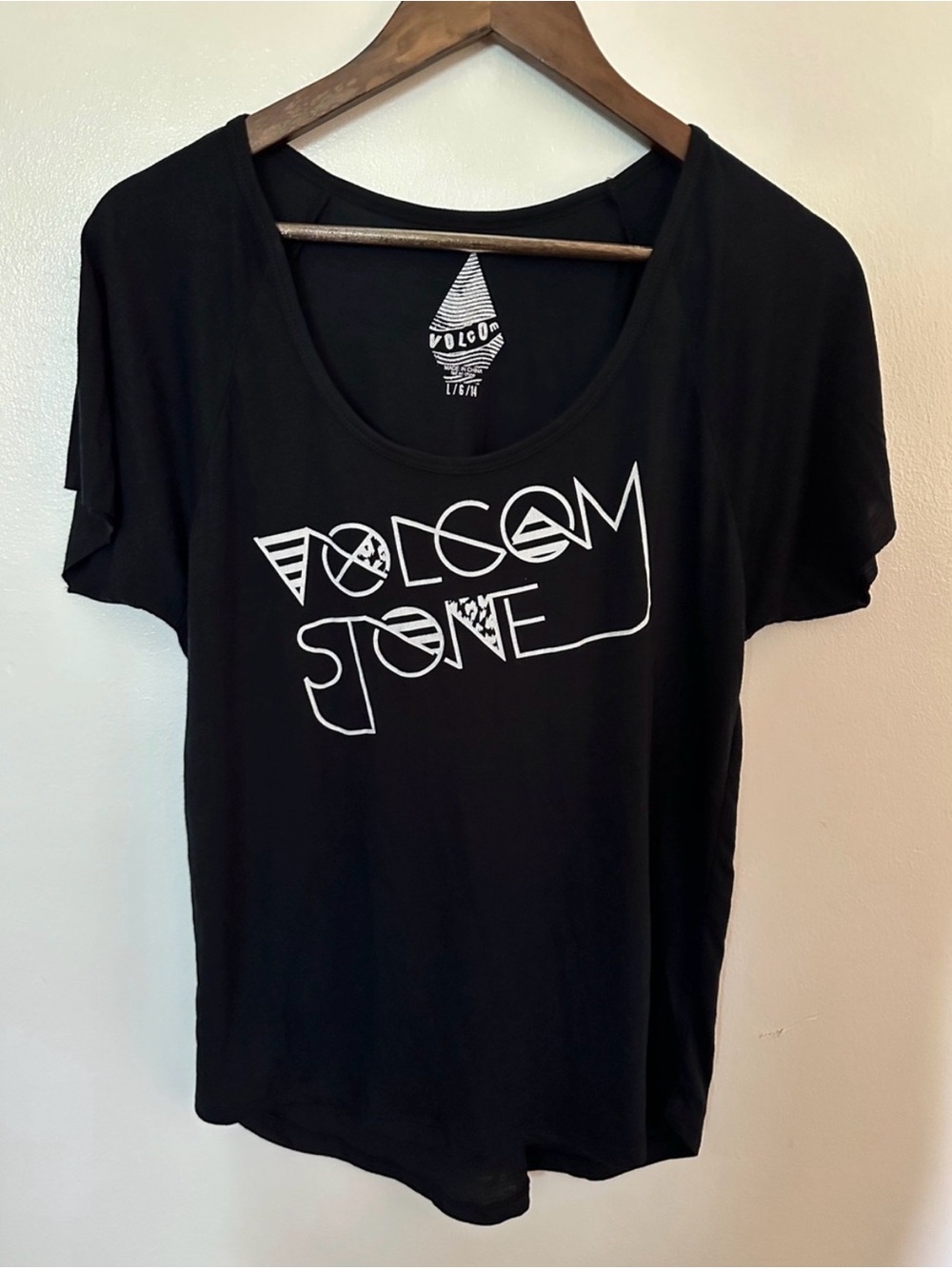 Volcom Black Short Sleeve Tee with White Graphic Logo